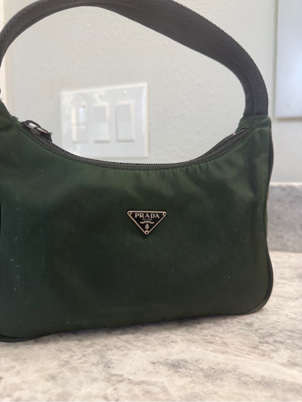 Prada Dark Green Nylon Tessuto Shoulder Bag - Picture 2 of 6